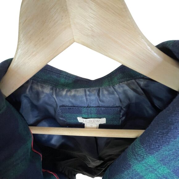 J. Crew Black Watch Plaid Schoolboy Blazer Blue Green Sz 12 Wool Blend - Picture 13 of 15